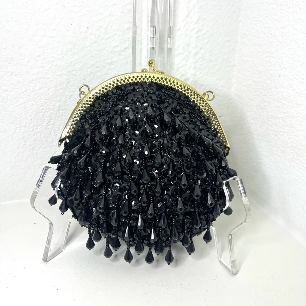 Vintage Black Beaded Sequin Crossbody